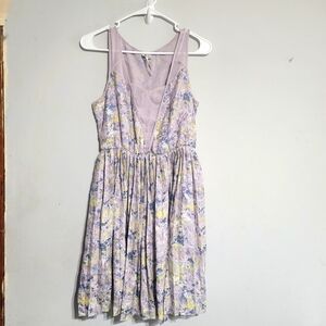 Womens Summer Dress Sz 10‎ Lavender Floral Pleated Sleeveless Lauren Conrad LC